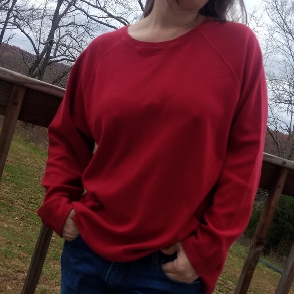 Karen Scott Tops - Karen Scott Solid Red Womens Large Sweatshirt